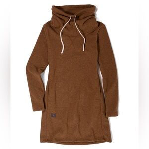DESO Supply Co Velma Fleece Dress Funnel Neck Brown - Medium